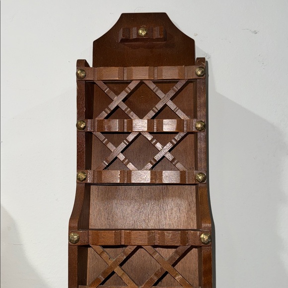 Wooden shelf organizer Wall Mounted vintage lattice decor 80’s 70’s
